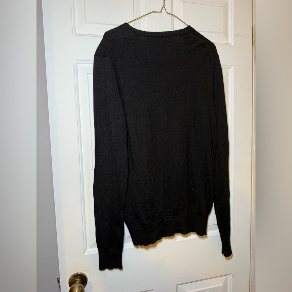 Banana Republic Men's Sweater Extra Fine Merino Wool Large Black V Neck - Picture 4 of 6